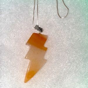 Citrine Zeus Lightning Bolt Drop Silver 16” Neck…